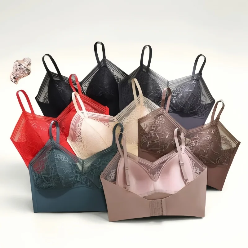 Patchwork Lace Bras For Women 3/4 Cup Push Up Bra Padded Underwear Comfort Invisible Brassiere Non-wire Sexy Lingerie