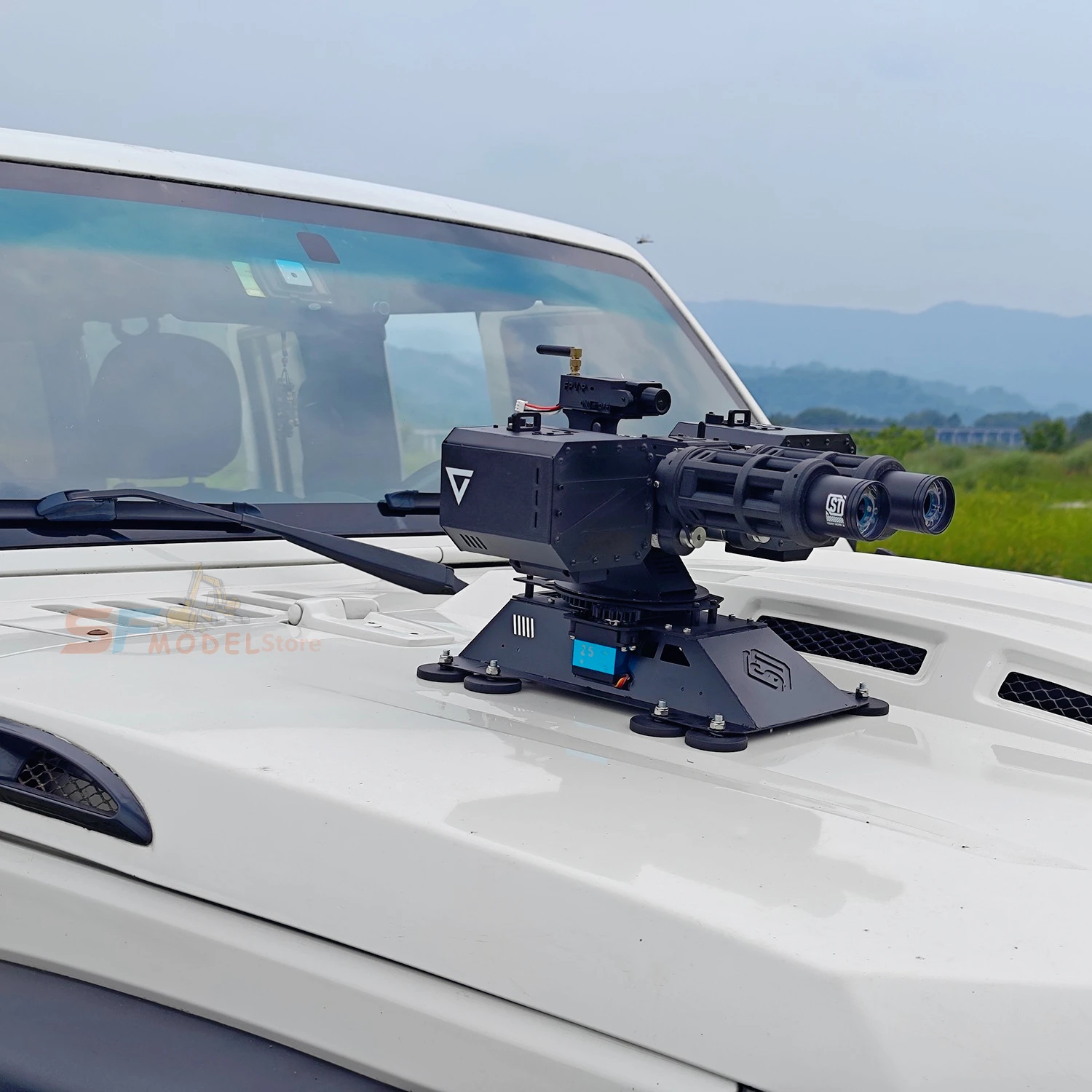 Remote Controlled Double-barreled Turret Toy That Can Rotate 360° Suitable for Model Toys Adult Remote Control Car Accessories