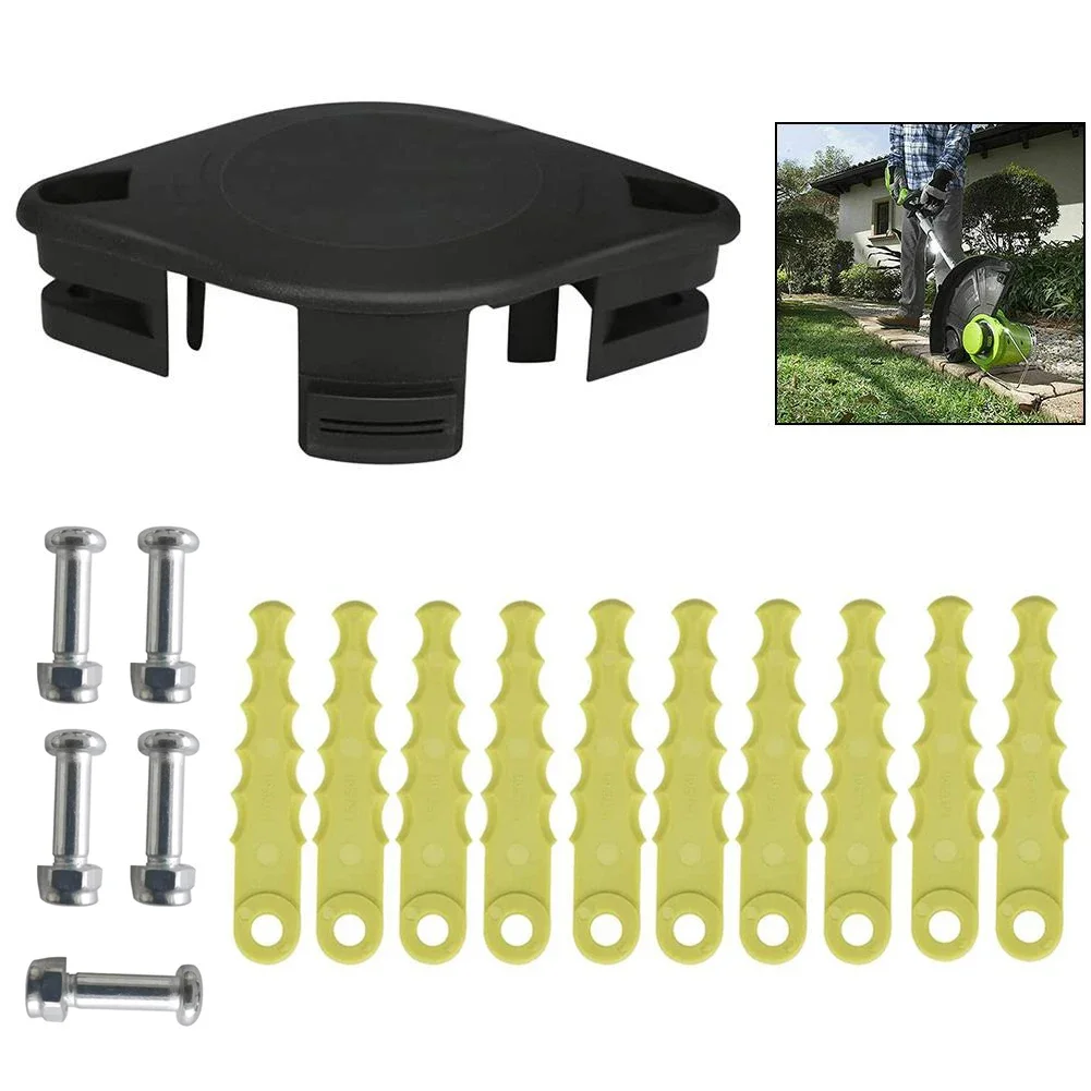 

10pcs Plastic Spare Blade Set RAC155 Trimming Head Metal Positioning Post FIXED DUAL BLADES For 18 V Cordless Lawn Trimmer