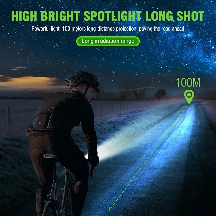 High Power 10000lm Bike light front led USB rechargeable waterproof mountain bicycle light with large capacity battery