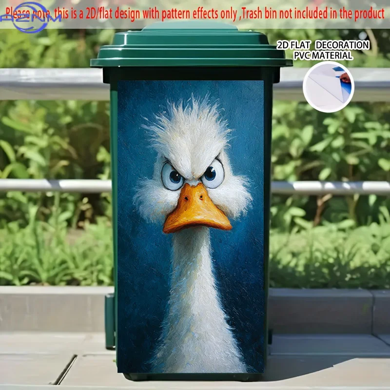 2D Flat Printing] 1pc 2D Pattern Printed Kitchen Trash Can Sticker XCm Angry Goose Theme Kitchen Home Decor Wall Sticker Self-
