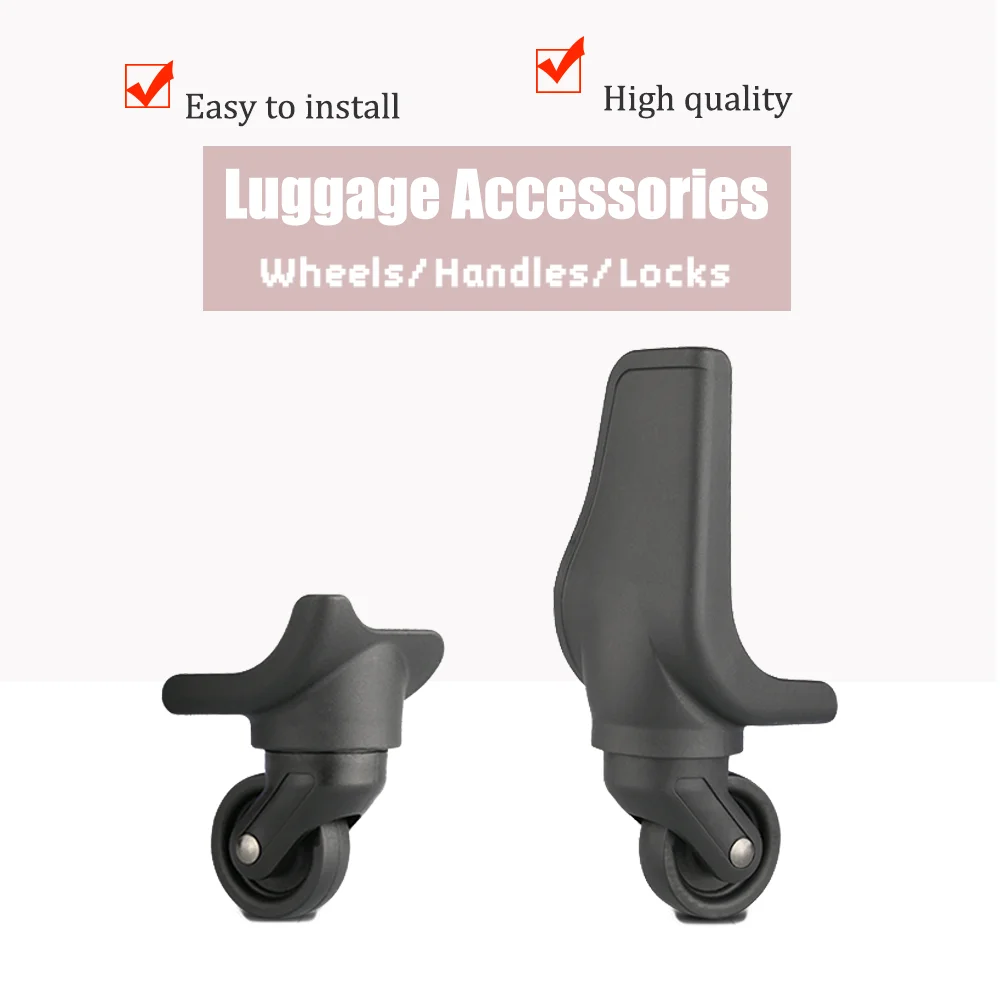 W014 Noiseless Fabric Bag Caster Wheels, 360 Degree Silent Spinner for Soft Luggage Repair, Smooth Glide & Durable Black