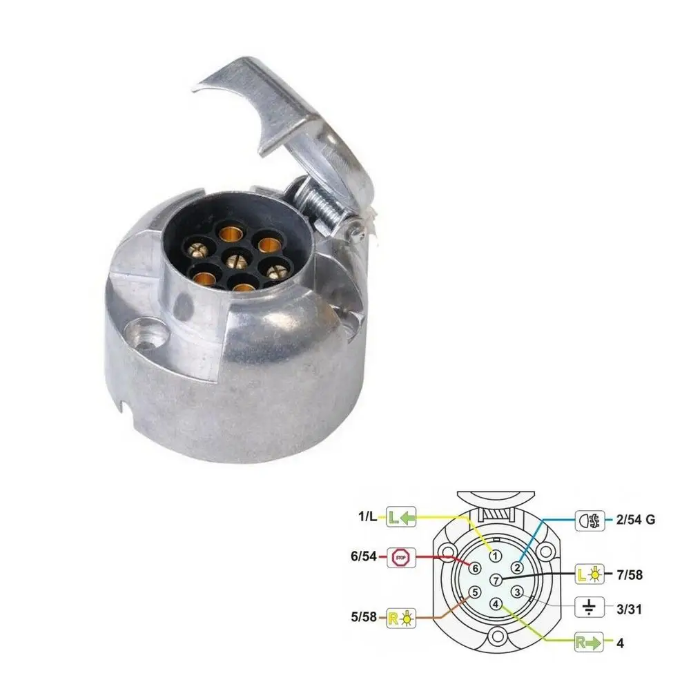 1 Set Car Trailer Plug Socket 7-pin Metal Set Car Trailer Coupling Socket Car Accessories