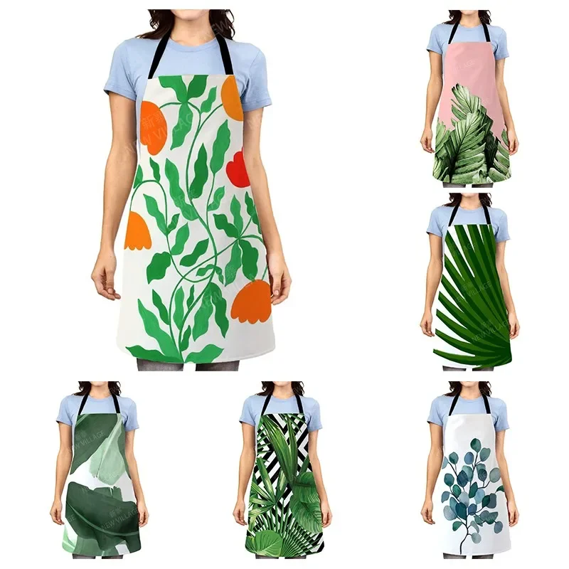 Aesthetic Women kitchen apron kids original Children Waterproof girl fashionable princess waiter work apron oil proof greenplant