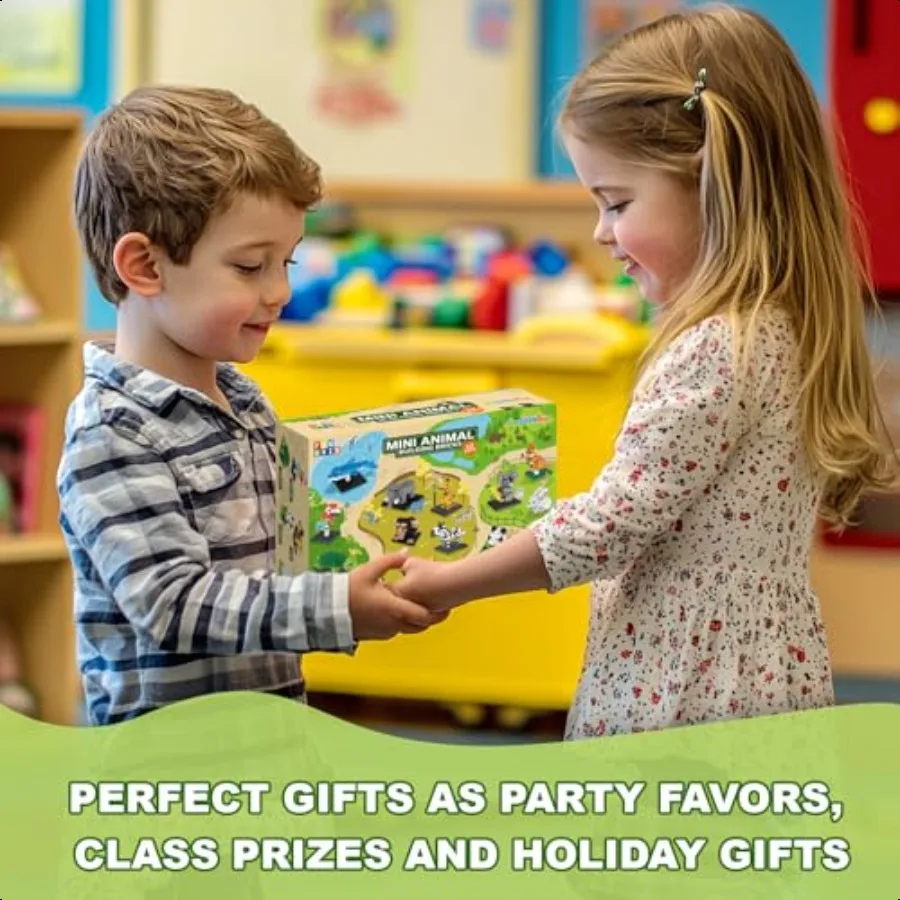 FUN LITTLE TOYS Faveur de fête pour mini animaux blocs de construction ensembles sacs cadeaux bourrages pour enfant petits jouets prix 12 Pack anniversaire