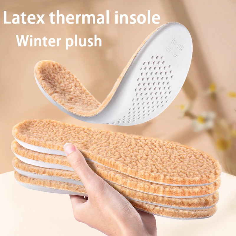 

Latex Lambswool Insole Cotton shoes Winter Warmth Insoles Soft Shoe Sole Thick Plush comfortable Shoe Pads 1Pair