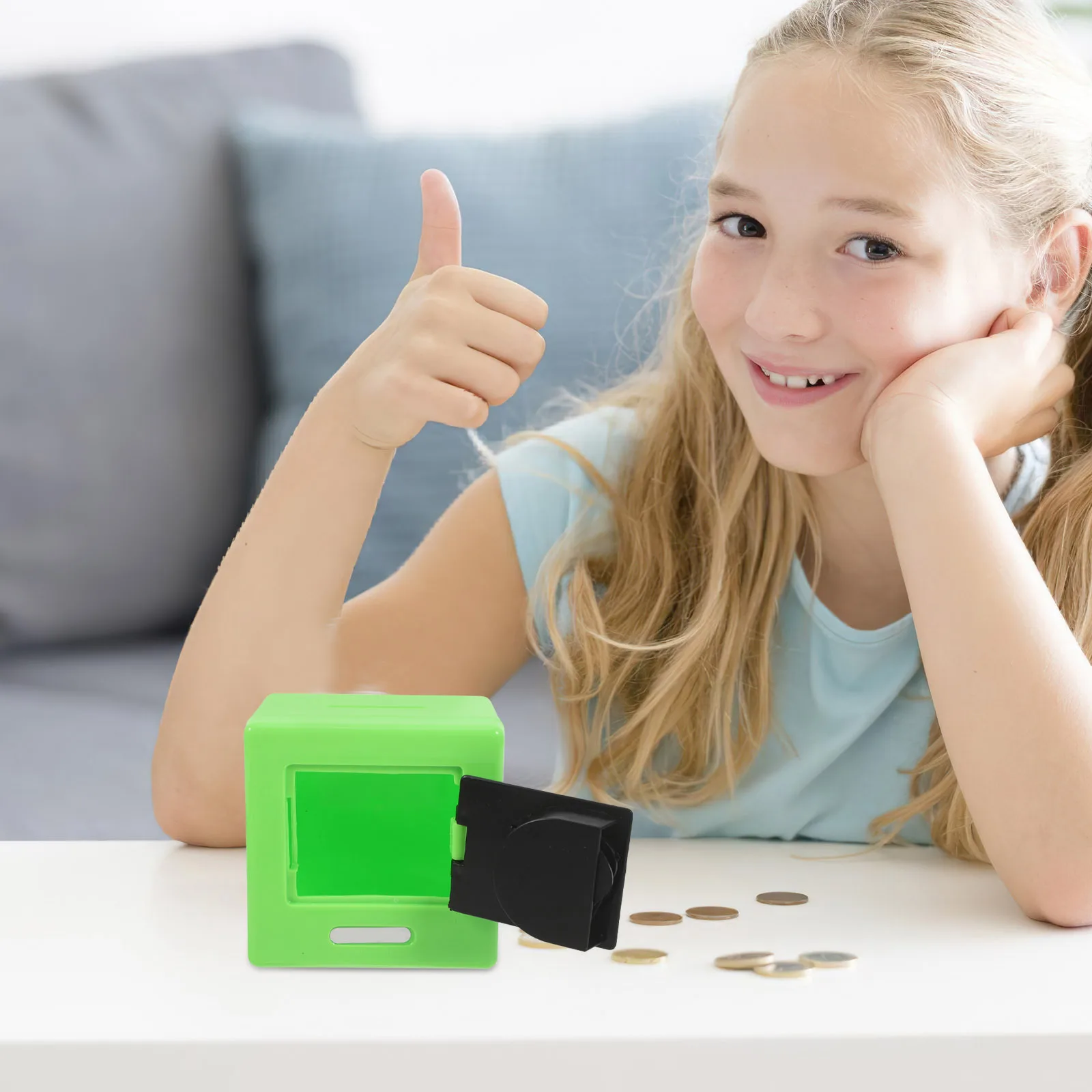 Savings Bank Mini Safe Coin Storage Box with Lock Secure Money Jar for Childrens Financial Learning Cash Deposit