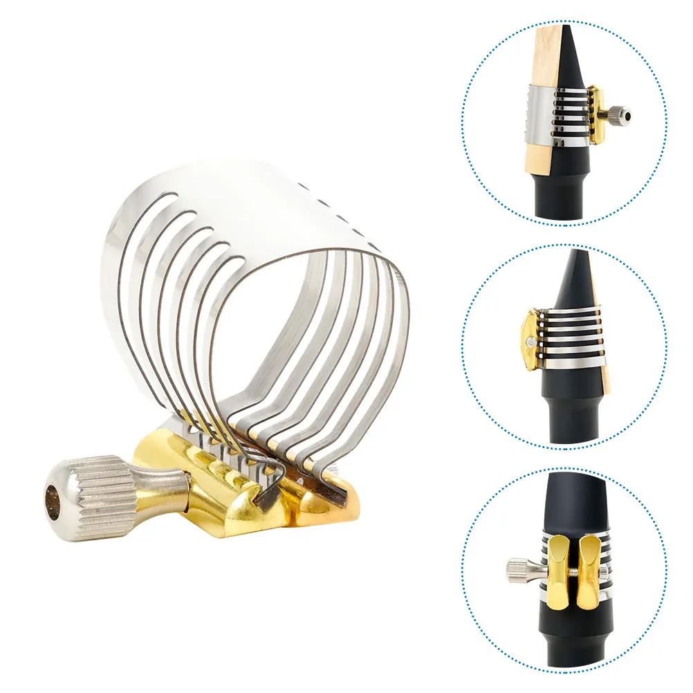 

1 Set Stainless Steel Saxophone Ligature Clip Adjustable Metal Reed Clamp Durable Wind Instrument Accessory For Alto Tenor Sax