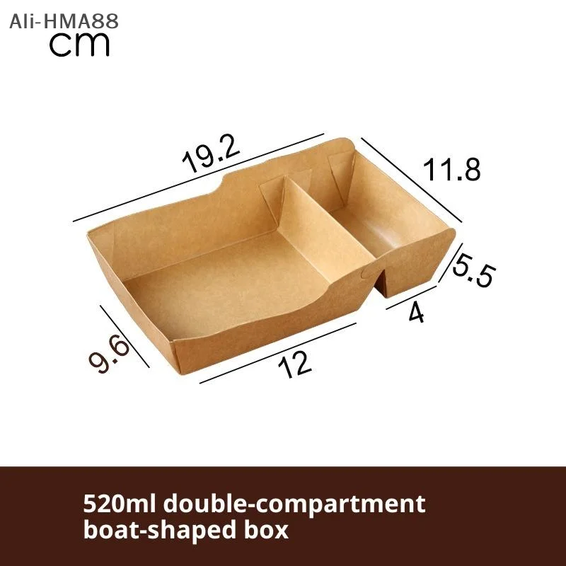 (YY) 50 قطعة من ورق الكرافت للاستعمال مرة واحدة، صينية تقديم الطعام، شبكتين، بطاطس خفيفة، بطاطس، سلطة الدجاج، كرتون، إخراج الحاويات للحفلات #3