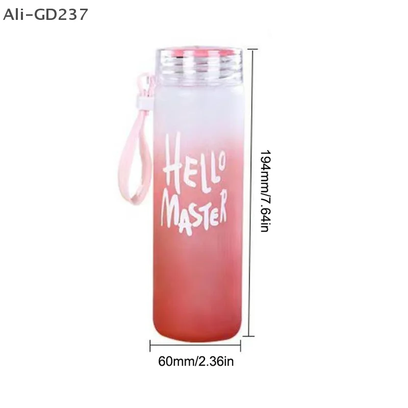 

1Pc Glass Water Bottle 400ml Summer Gradient Color Seven-color Frosted Glass Water Cup