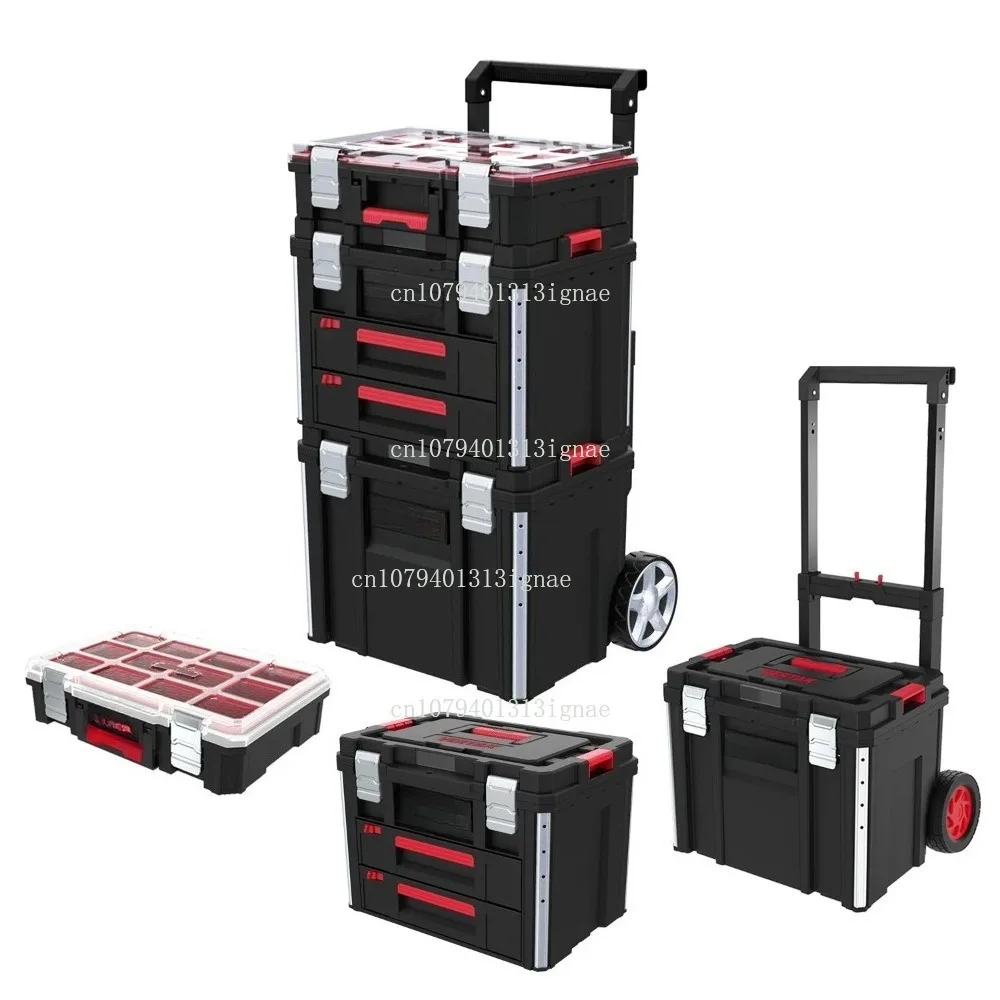 

3 шт. сложенный тяжелый модульный ящик для хранения инструментов, профессиональный гаражный портативный ящик для инструментов, набор инструментов