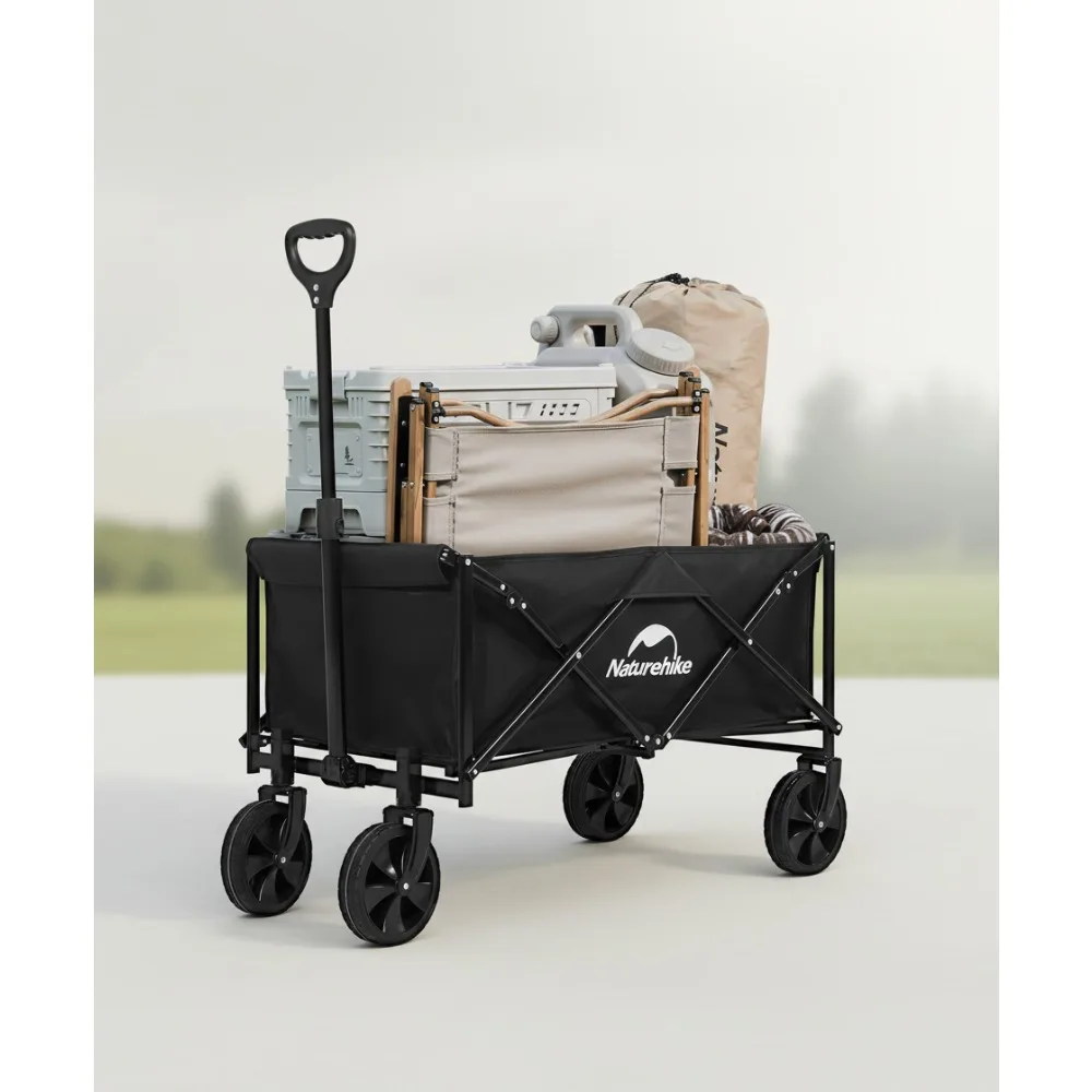 

Heavy Duty Collapsible Wagon Cart 300LBS Capacity All-Terrain Wheels Adjustable Handle for Outdoor Camping Garden Shopping