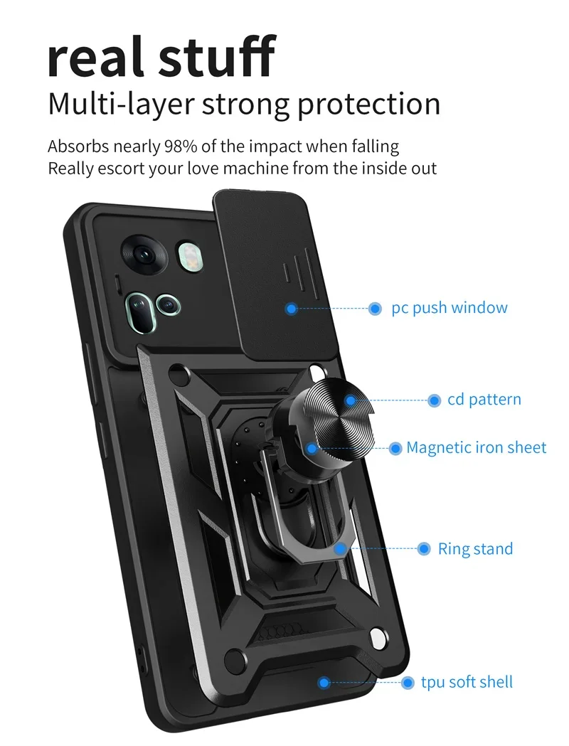 Бронированный чехол для телефона OPPO Reno 12F 11A 12 FS 11F 10 13 Pro 5G Магнитный автомобильный держатель с кольцом Силиконовые мягкие защитные чехлы для объектива