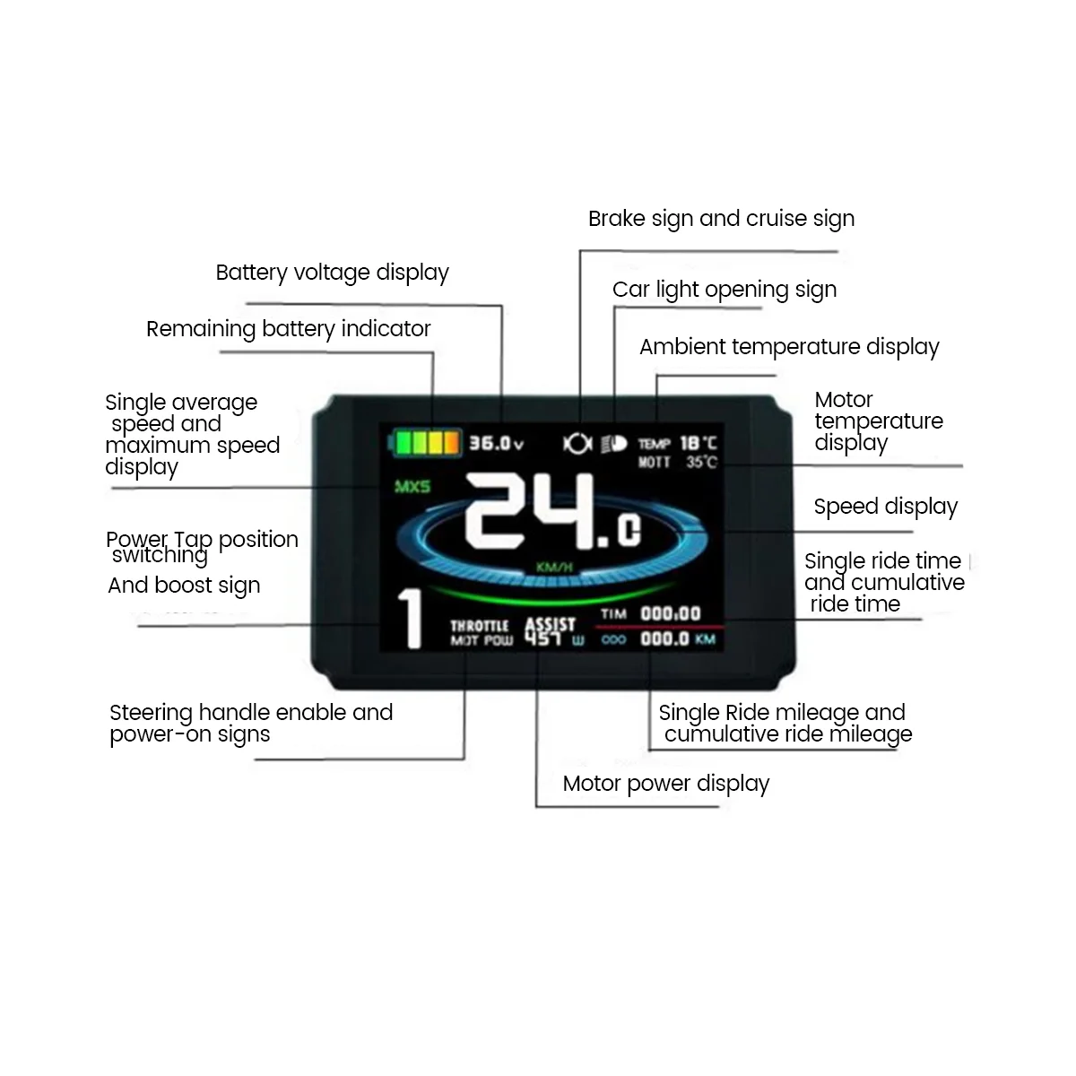 

KT Ebike LCD Display 24V 36V 48V LCD8H Display Waterproof Connector with USB Electric Bicycle Bike Display