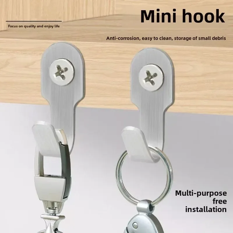 Stainless Steel U-Hook With Screws, Wall Hangers for Kitchen Cabinet Doors, Home Decoration Utility Hooks for Hats & Storage