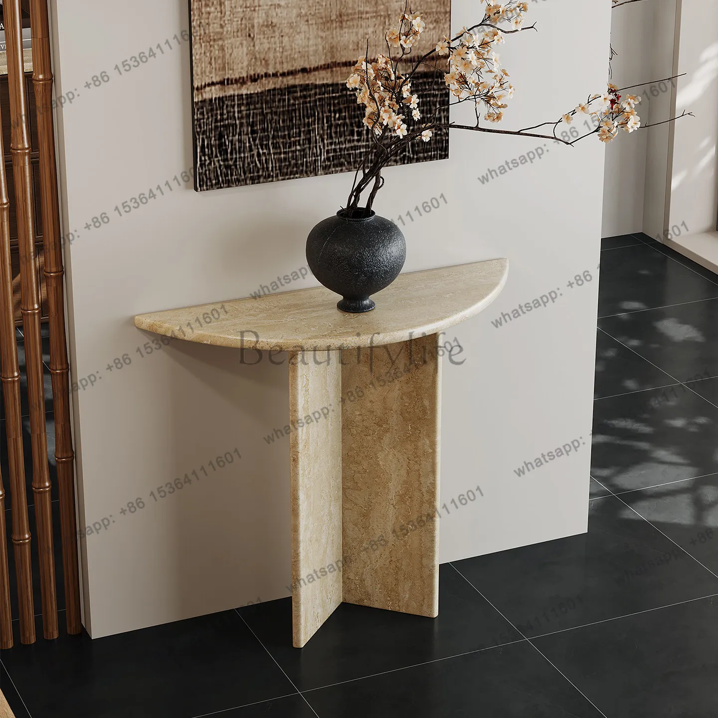 XX. Natural Travertine Entrance Table Create Living Room Entrance Marble End View Desk