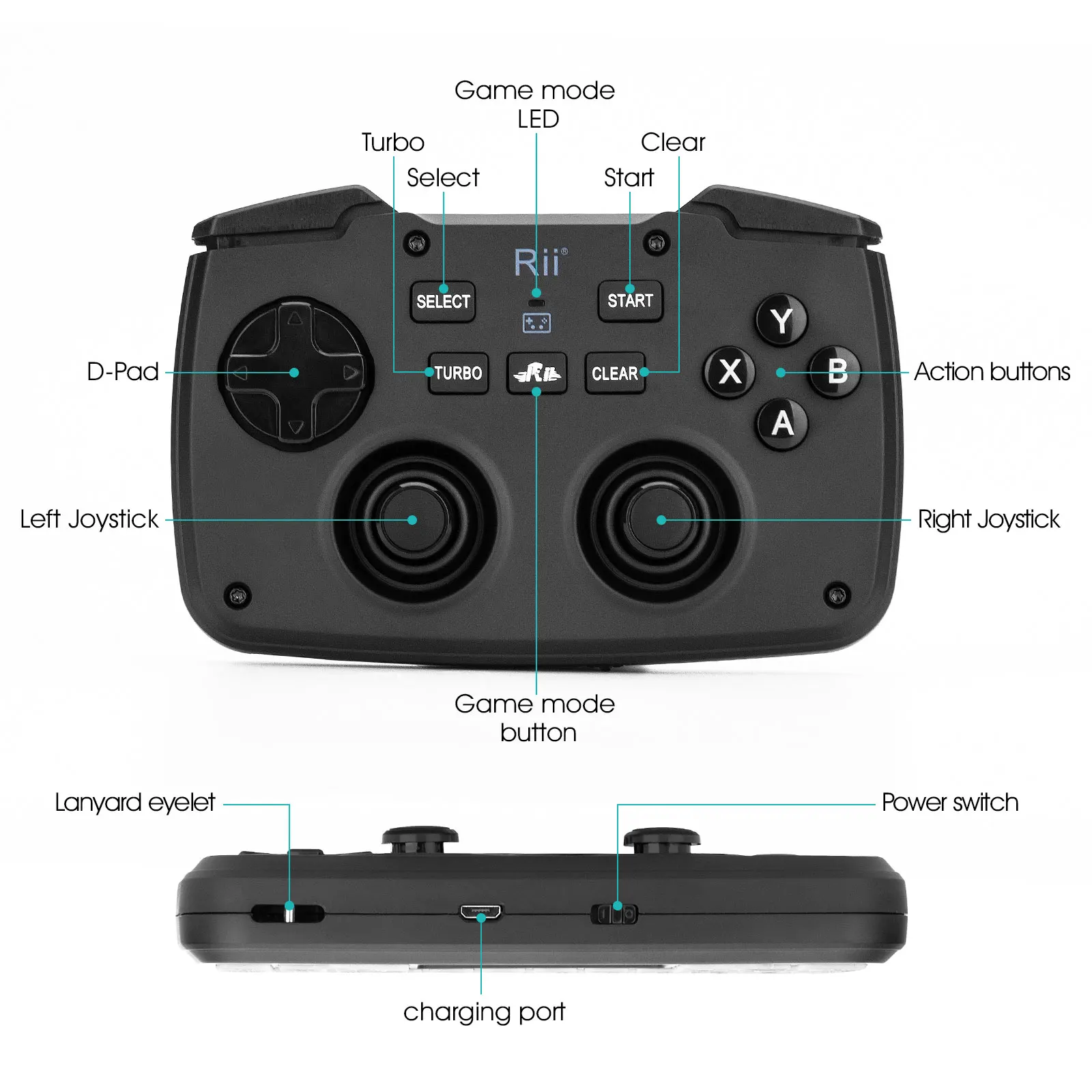 Rii-miniteclado inalámbrico RK707, portátil y ligero con panel táctil incorporado, para Android, Windows TV, PS4, PC,IPad