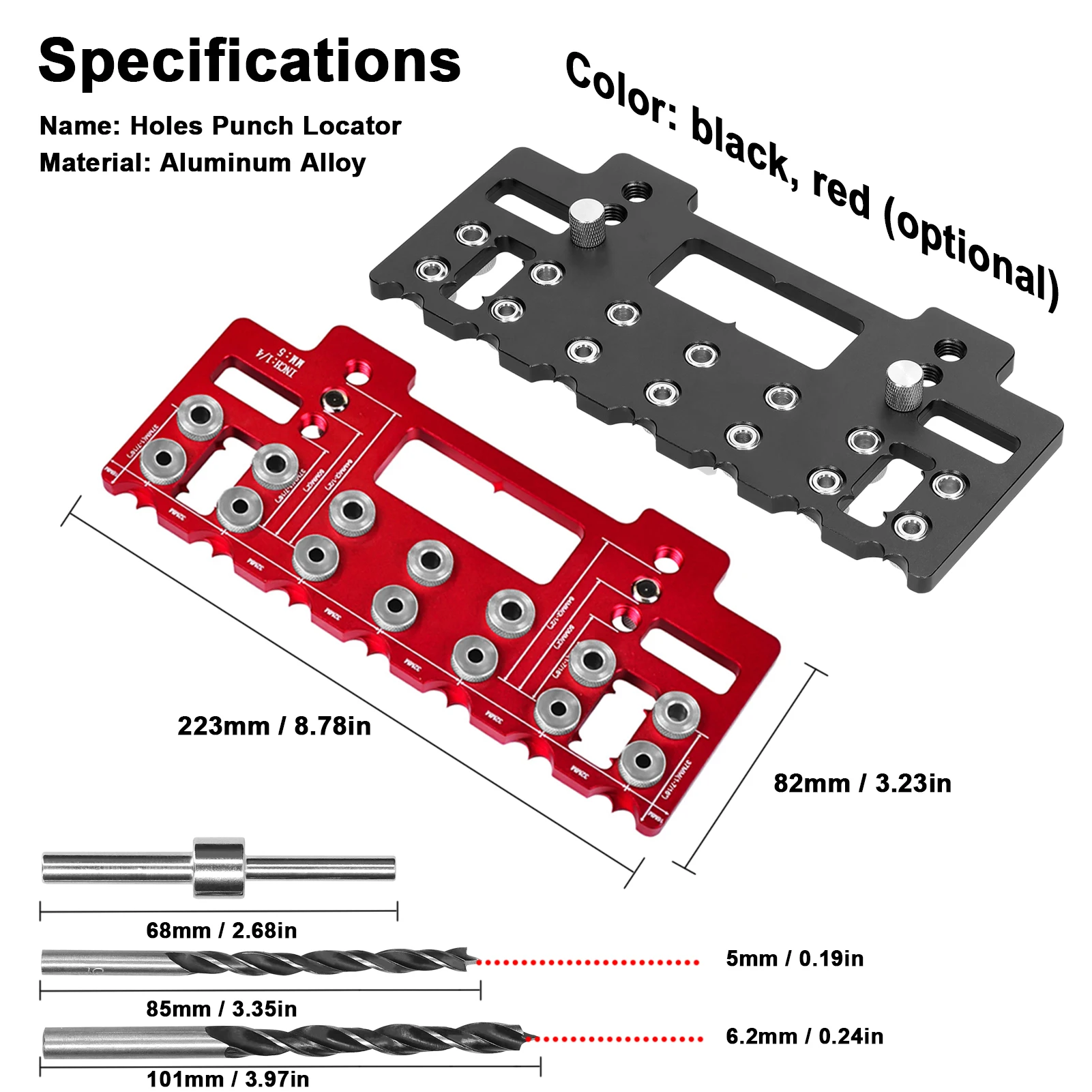 

Holes Punch Locator Aluminum Alloy Cabinet Handle Hardware Jig Shelf Pin Drill Installation Household Woodworking Tools