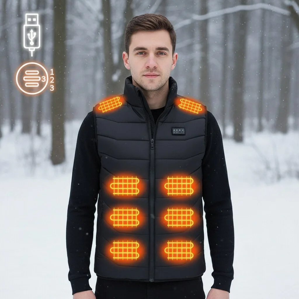 

Smart Electric Heating Vest Mens Womens Large Size 27 Zone Four Control Warmth Clothing Motorcycle Street Rider Windproof Jacket