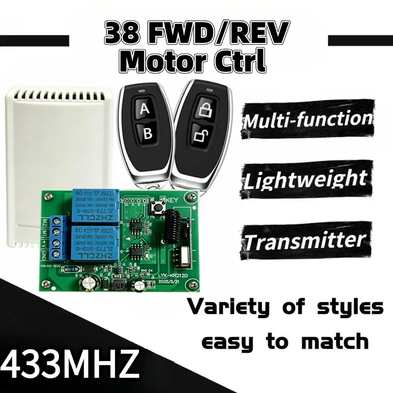 433Mhz DC 5V-60V 2CH Universal Wireless Remote Control Switch RF Relay Receiver Module RF Remote controllor Transmitter