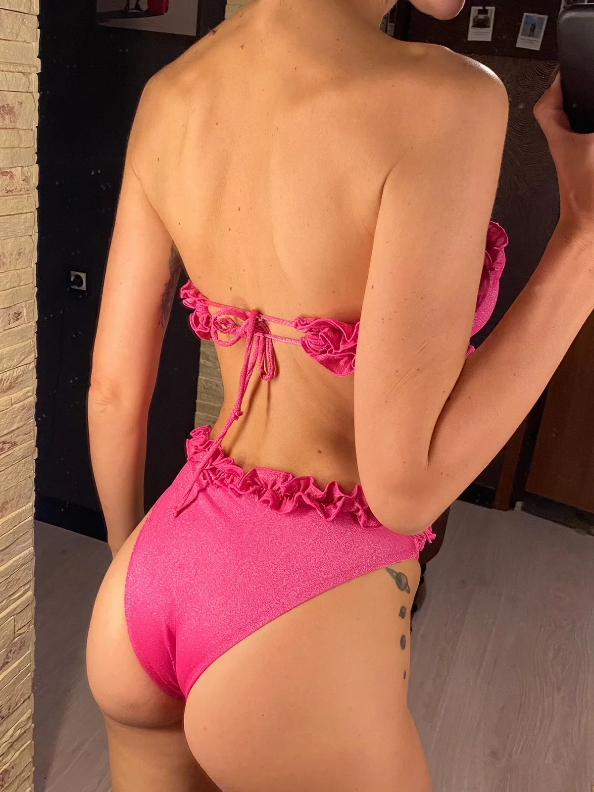 Sexy maiô babados para mulheres, conjunto de duas peças, bandeau, babados, babados, biquíni, roupas de praia, v4916