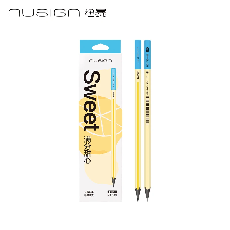 10PCS Box Deli Nusign NS1718-HB Black Wooden Sweet Scented Pencil HB Hexagonal Lead-Free Writing Pencils for School & Office Use