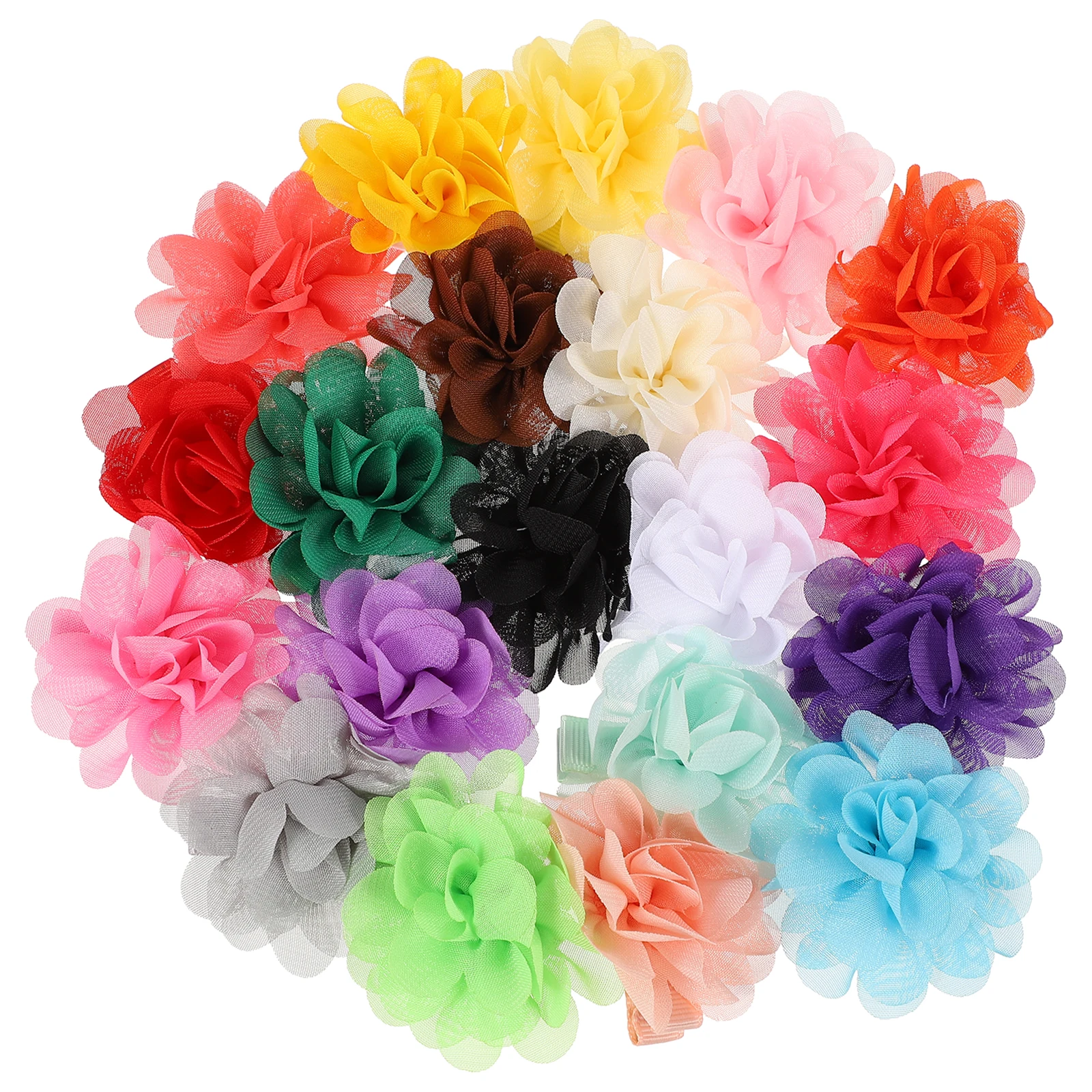 

20 Pcs Flower Hairpin Kids Floral Hairpins Colorful Clips Wedding Bridal Artificial Faux Cloth Barrettes Decorative Durable