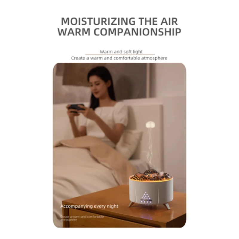 A97G para humidificador de volcán, difusor de llama, aceites aromáticos de fuego para el hogar, Mini anillo de niebla de medusas para fumar aire (C), enchufe europeo Dura