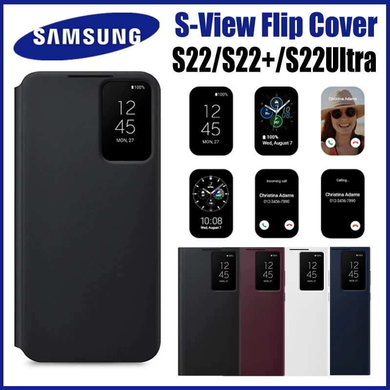 Original Samsung S22 Ultra S-View Flip Smart Case For Galaxy S22 Plus S22+ LED Clear Cover windows phosne cases,EF-ZS908