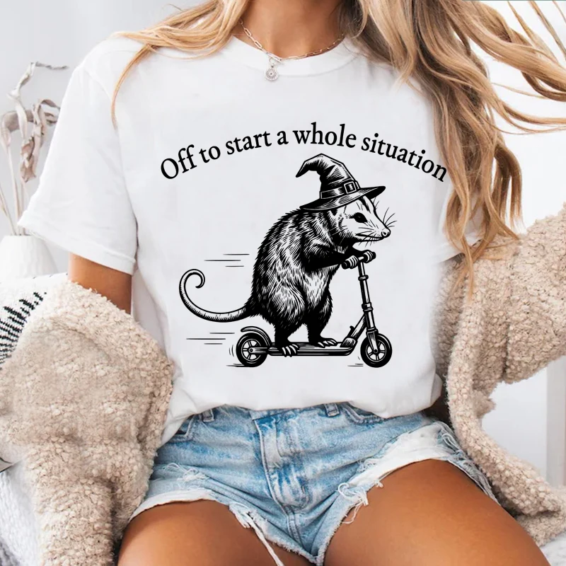 Opossum T-Shirt Men Women Funny Humor Tee Casual Cotton Short Sleeve Round Neck Printed Tshirt Unisex Streetwear