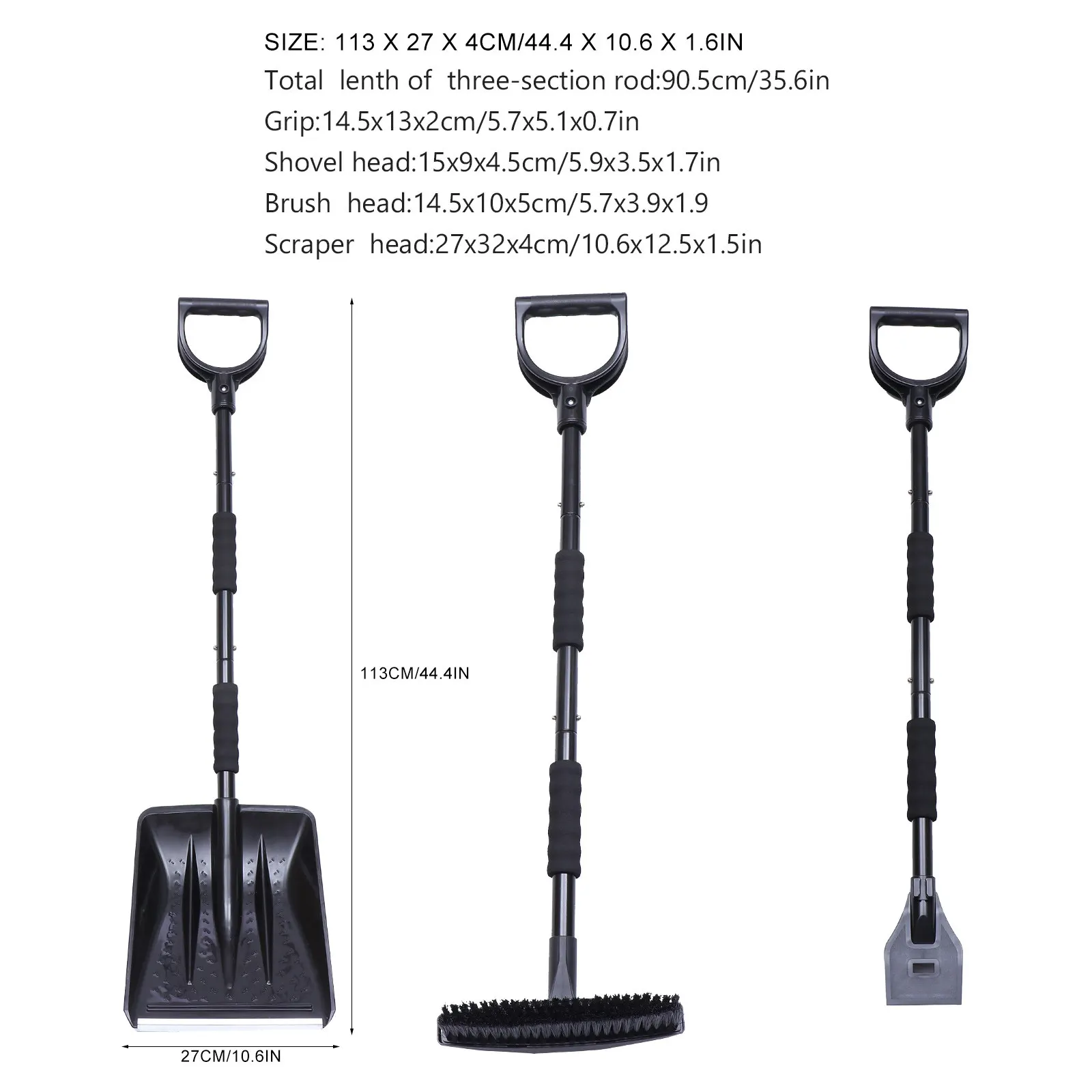 1Set Strong Anti-Rust Iron Snow Removal Tools Set Snow Brush Shovel Ice Scraper for Vehicle Truck Windshield Windows Roof Trunk