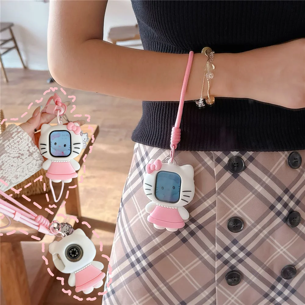 Kawaii Pink Hello Cute Kitty for Apple Watch Protective Case S11 S10 S9-1 SE Shockproof Protective Silicone Cover Cartoon Gift
