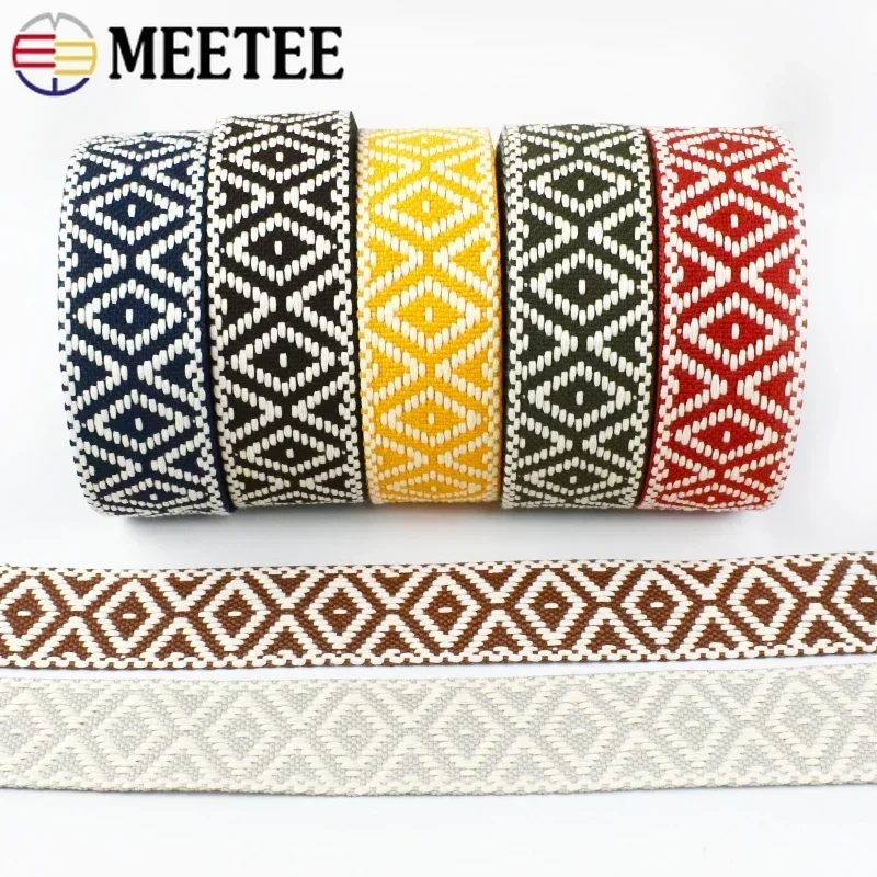 5Meters Meetee 38mm Colorful Jacquard Cotton Webbing Ribbon Canvas Straps Bag Shoulder Strap Clothing Band Sewing Accessorie