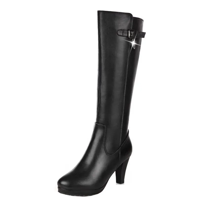 Botas De Mujer donna carino dolce bianco Pu stivali invernali in pelle Lady Casual marrone stivali comodi stivali da strada freddi E6020