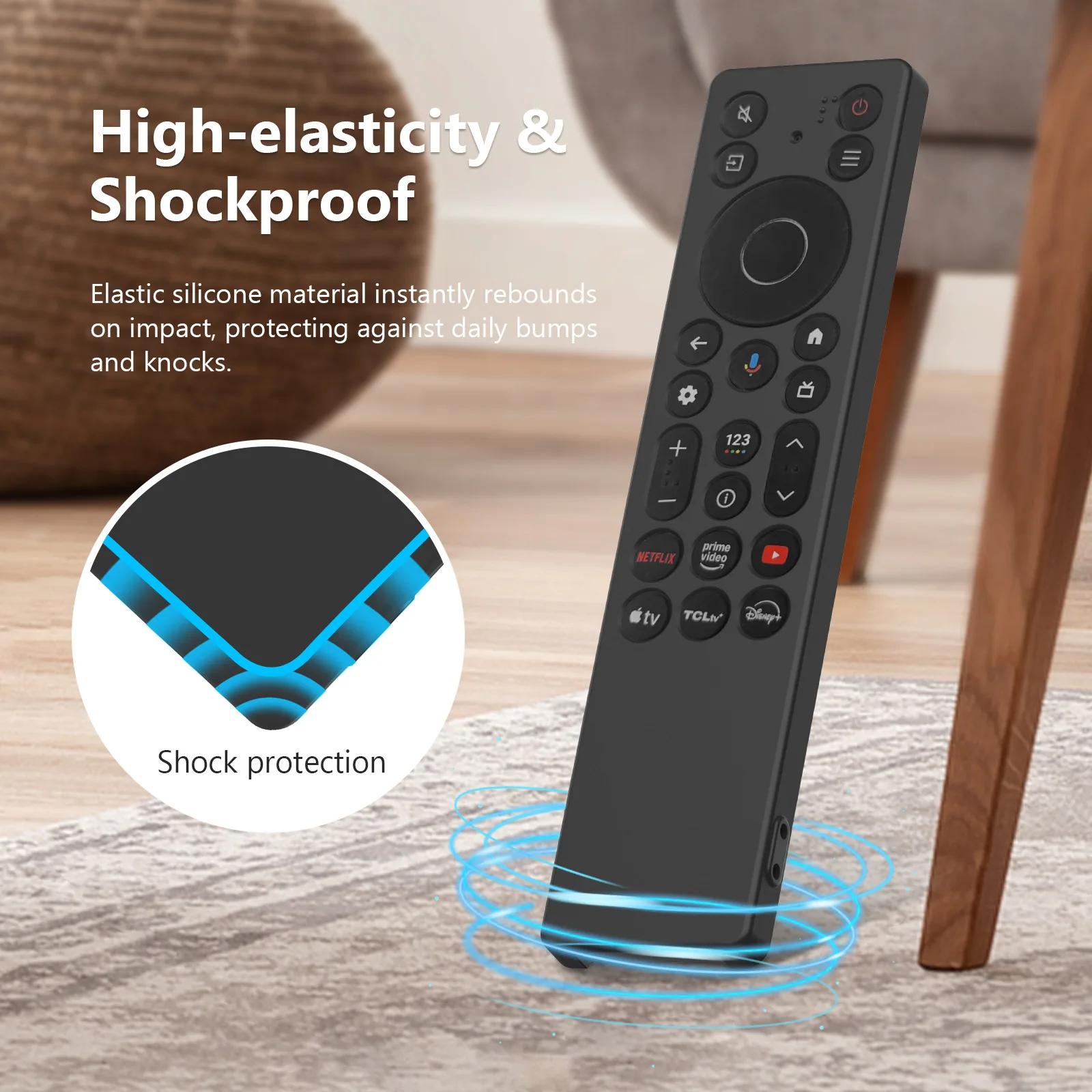 حافظة واقية من السيليكون لتلفزيون TCL RC923A / RC813A غطاء لجهاز التحكم عن بعد ناعم مضاد للسقوط غطاء جهاز التحكم عن بعد للتلفاز مع حبل معلق #5