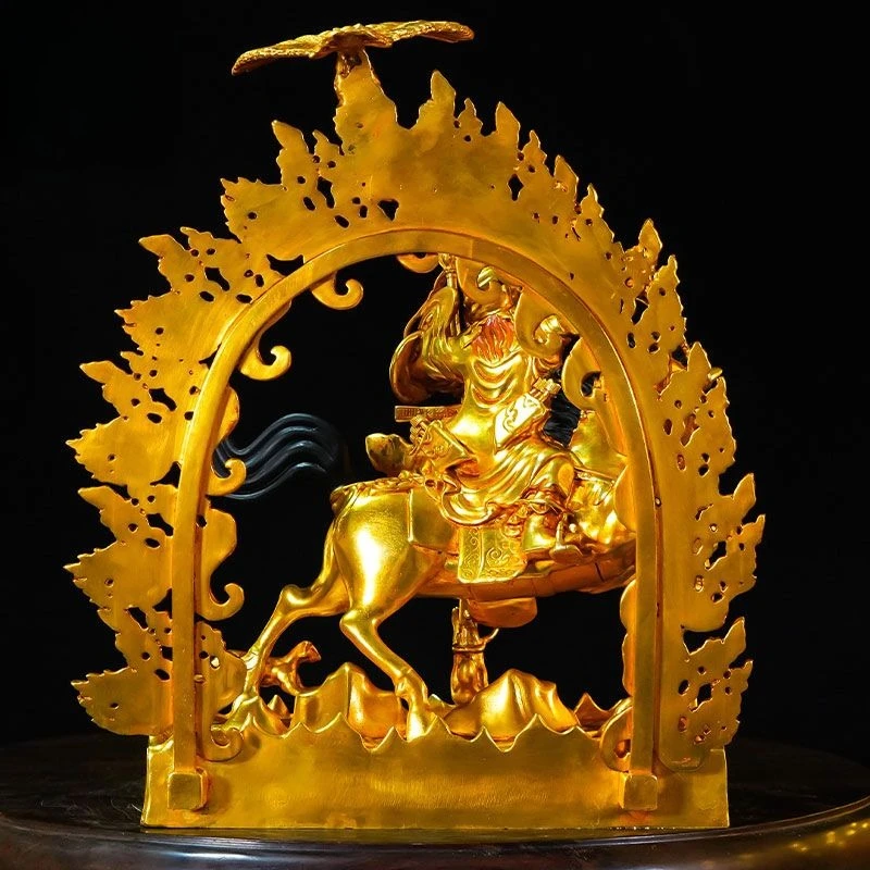 

Bronze statue ornament, home living room copper gilt engraving painted bronze statue