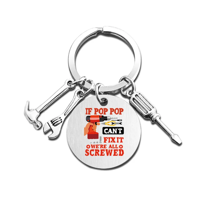 New Father's Day Key Chain Custom Stainless Steel Key ring DIY Jewelry Gifts Wholesale