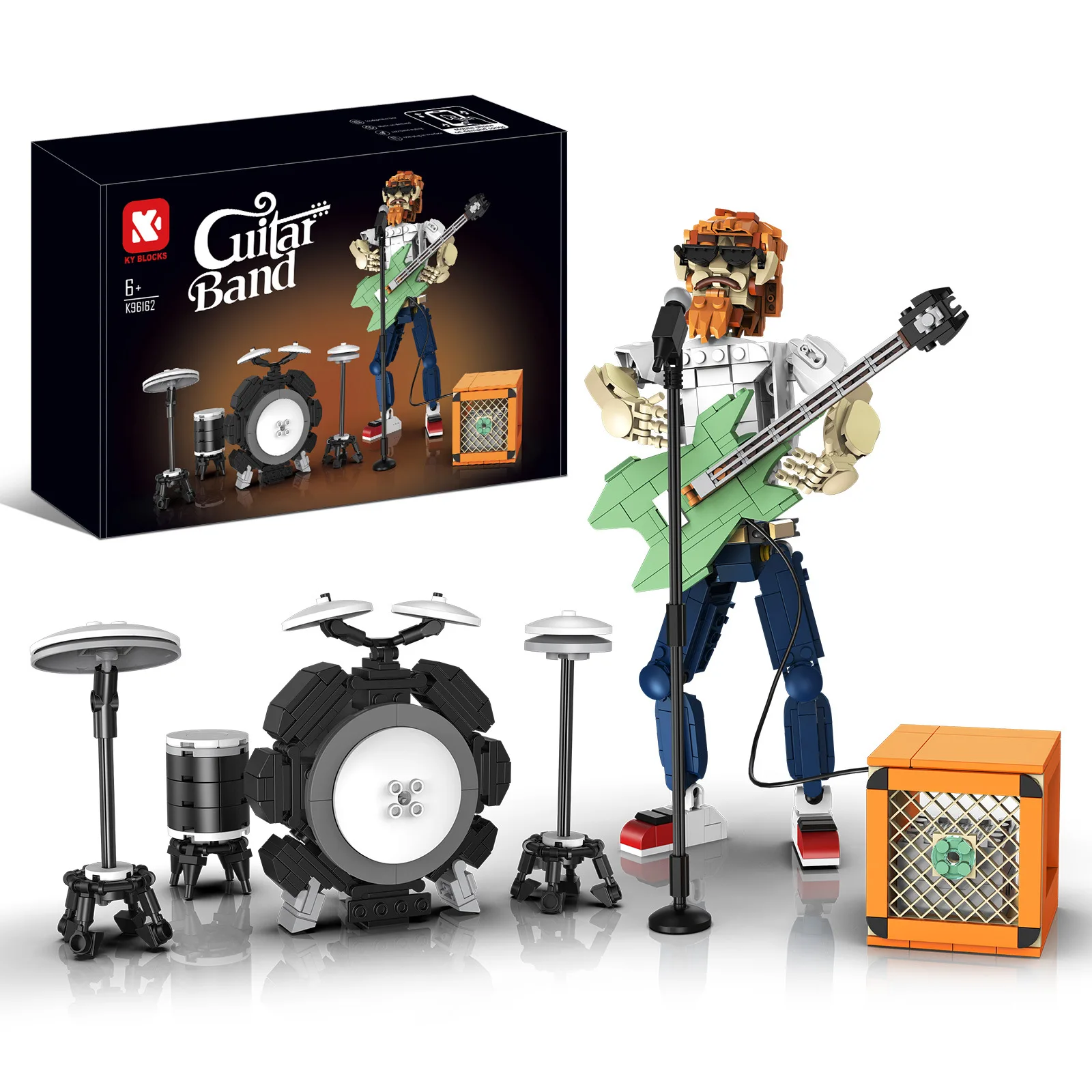 Blocs de construction MOC Rock Guitare Bluetooth Chanteur avec contrôle par application, lecture de musique Bluetooth, jouets d'assemblage, briques, cadeaux pour garçons