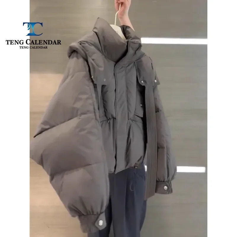 Short Staple Cotton, Popular for Small Body Sizes This Year, Beautiful Gray Hooded Jacket, New Women's Style for Early Autumn ,