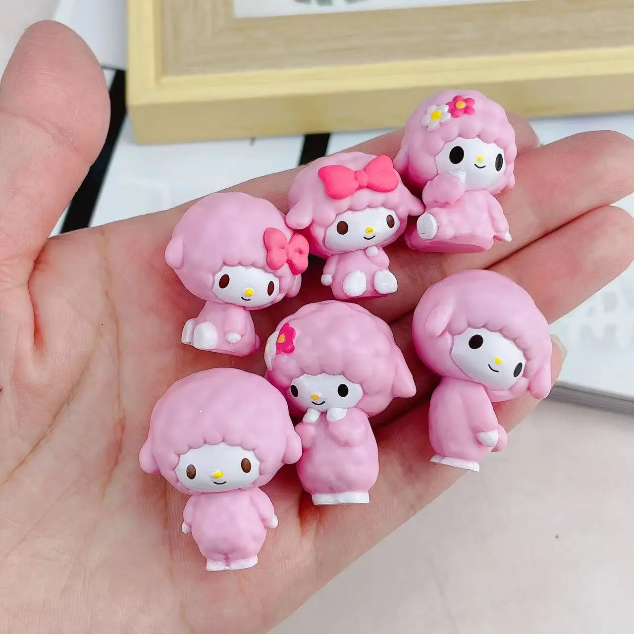 6Pcs Sanrio My Sweet Piano Anime Figure My Melody Sheep Car Decoration Phone Case Diy Accessories Girls Toys Cute Model Doll Pvc