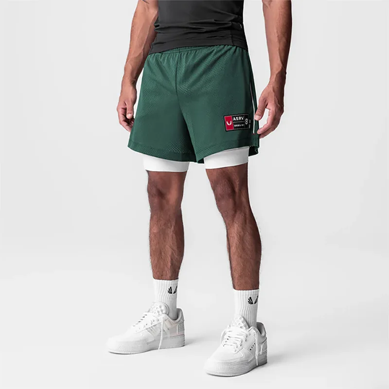 

Men's Running Shorts Quick Dry 2-in-1 Double-decker Gym Shorts Mesh Summer Sports Jogger Fitness Workout Basketball Short Pants