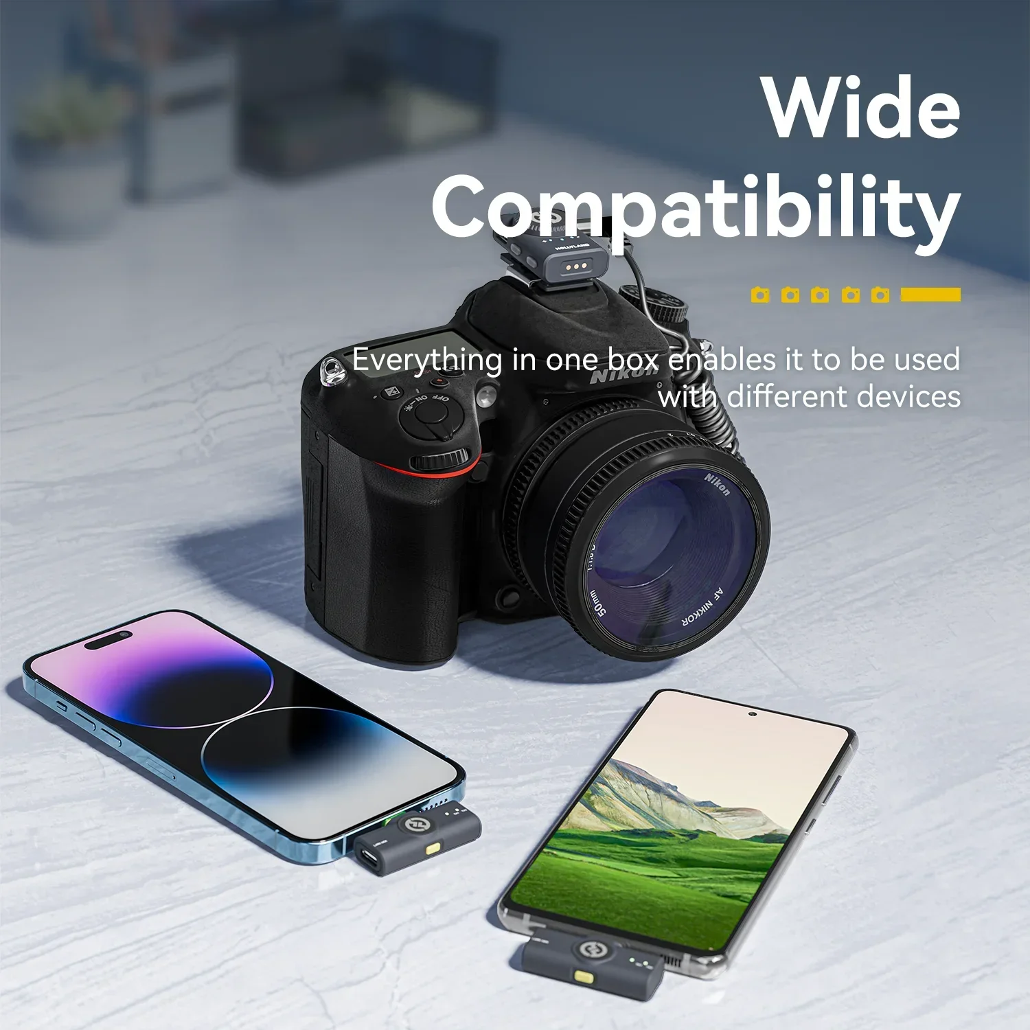 Hollyland Lark M2 ميكروفون لاسلكي Lavalier نطاق 300 متر إلغاء الضوضاء بطارية 30 ساعة لكاميرا iPhone للتصوير الفوتوغرافي مدونة فيديو