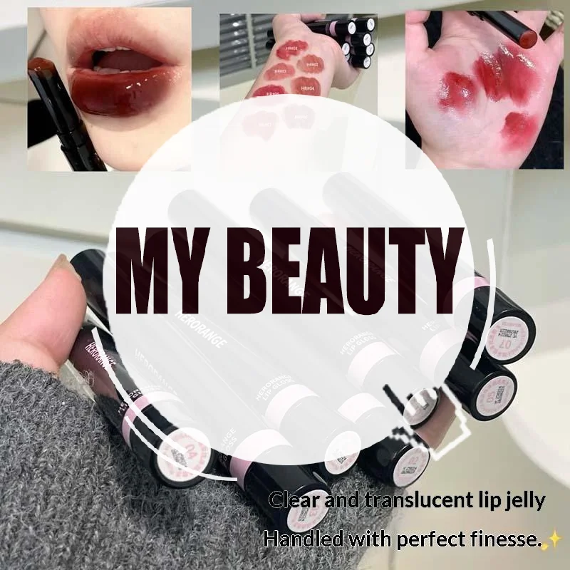 HERORANGE مرآة هلام الصلبة ملمع الشفاه الخوخ أحمر الشفاه ترطيب المياه واضحة الشفاه الصقيل ترطيب الشفاه تينت ماكياج مستحضرات التجميل