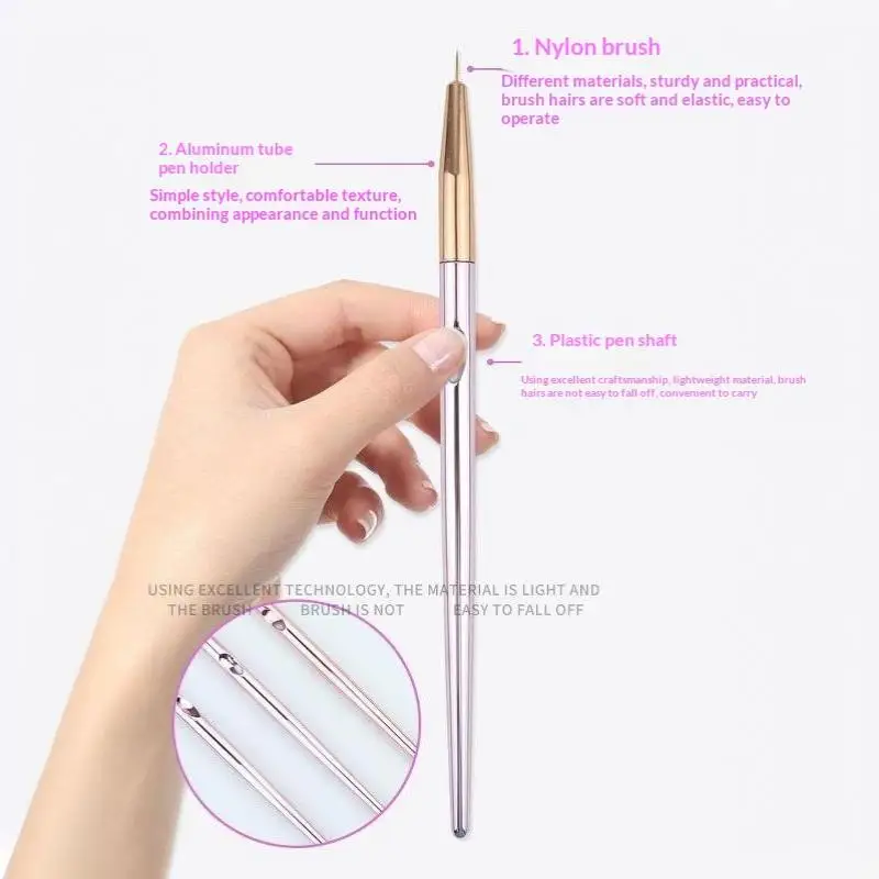3-teiliges Set Acryl French Stripe Nagelkunst Linienmalstift 3D-Spitzen Maniküre Slim Line Zeichenstift UV-Gel Pinsel Werkzeuge – Detail 9