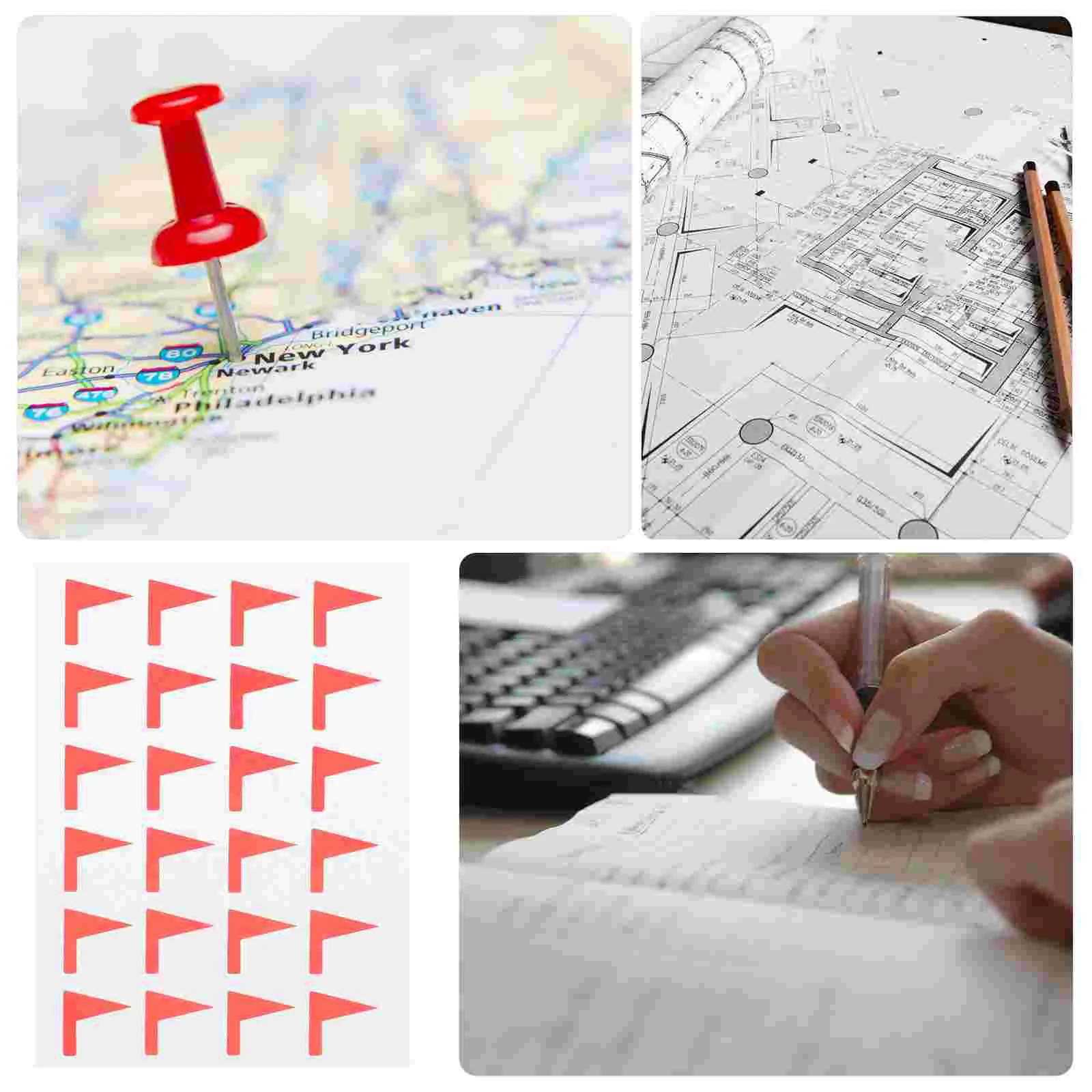 12 Sheets Nail Stickers Flag Shaped Label Adhesive Classification Banner Map Decals Marking Labels Paper DIY