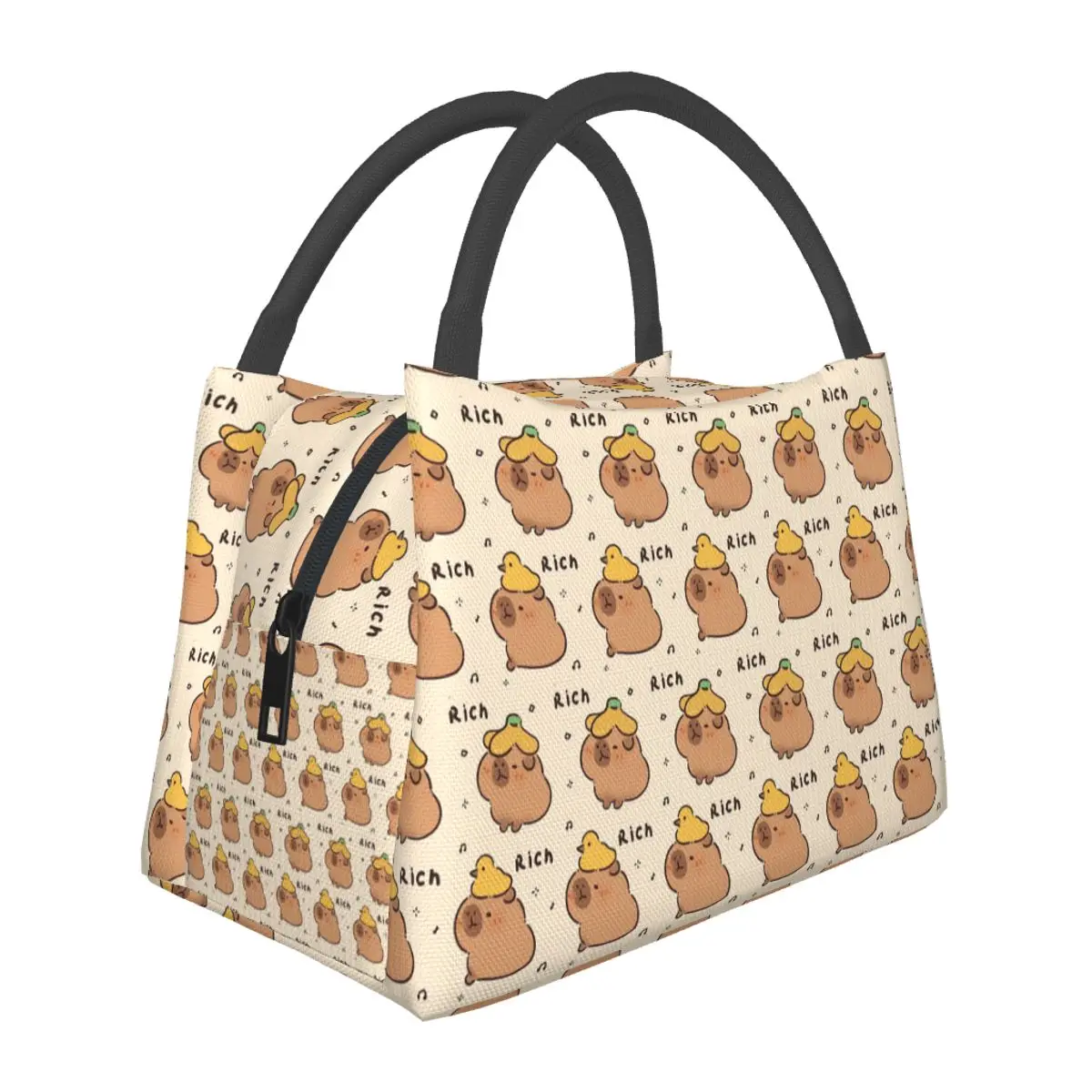 Cute Capybara Animal Lightweight Handheld Insulated Lunch Bag Large Capacity for Adults Students Travel Picnic