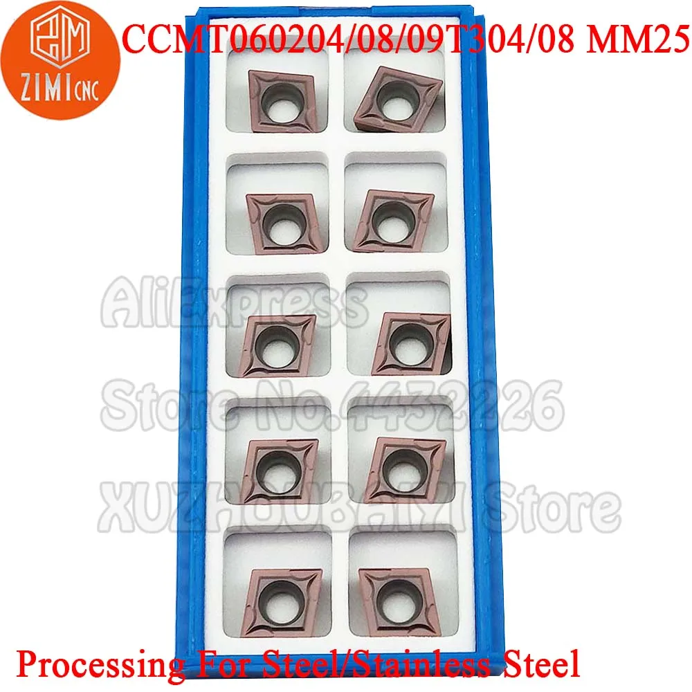 10 قطعة CCMT09T308 CCMT09T304 CCMT060208 CCMT060204 MM25 كربيد إدراج تحول أدوات نك القاطع مخرطة شفرة ل الفولاذ المقاوم للصدأ