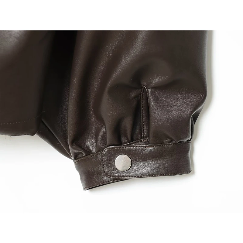 Dames kunstleer jas jassen herfst winter mode opstaande kraag lange mouwen losse jassen vrouwelijke bovenkleding chique tops