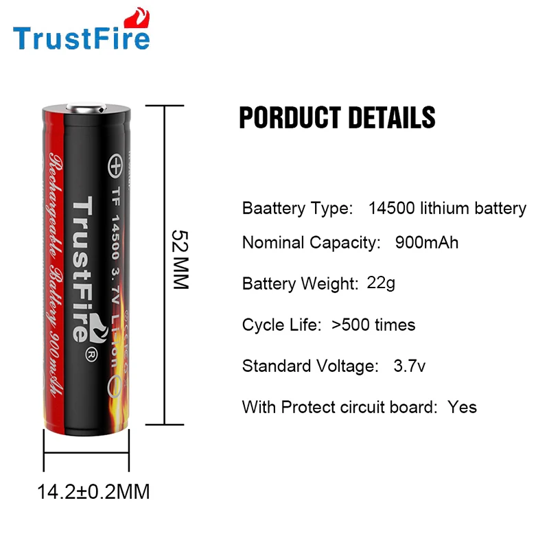 AA 14500 900mAh Li ion Battery 3.7V  Rechargeable Lithium Ion Batteries Cells For Flashlight Toy Calculator Calculator With PCB