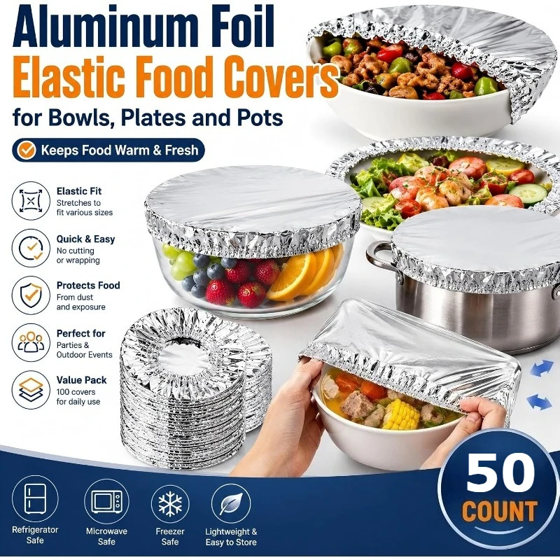Aluminum Foil Insulation Covers Disposable Food Cover Foil Film Fresh-keep Saran Warp Fruit Storage Cover Kitchen Insulation Lid